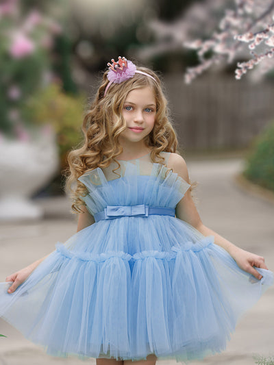 Girls Special Occasion Dress | Blue Tulle Tutu Party Dress | Boutique ...