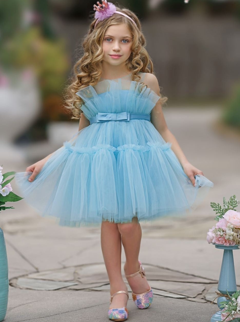 Girls Special Occasion Dress | Blue Tulle Tutu Party Dress | Boutique