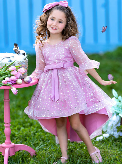 Girls Sparkle Dresses | Sequin Star Hi-Lo Dress | Girls Boutique