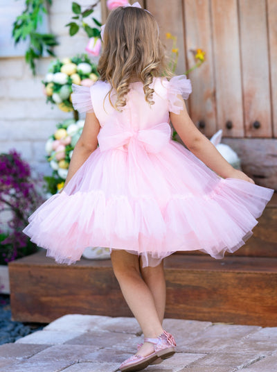 Girls Formal Dresses | Floral Applique Tulle Overlay Party Dress