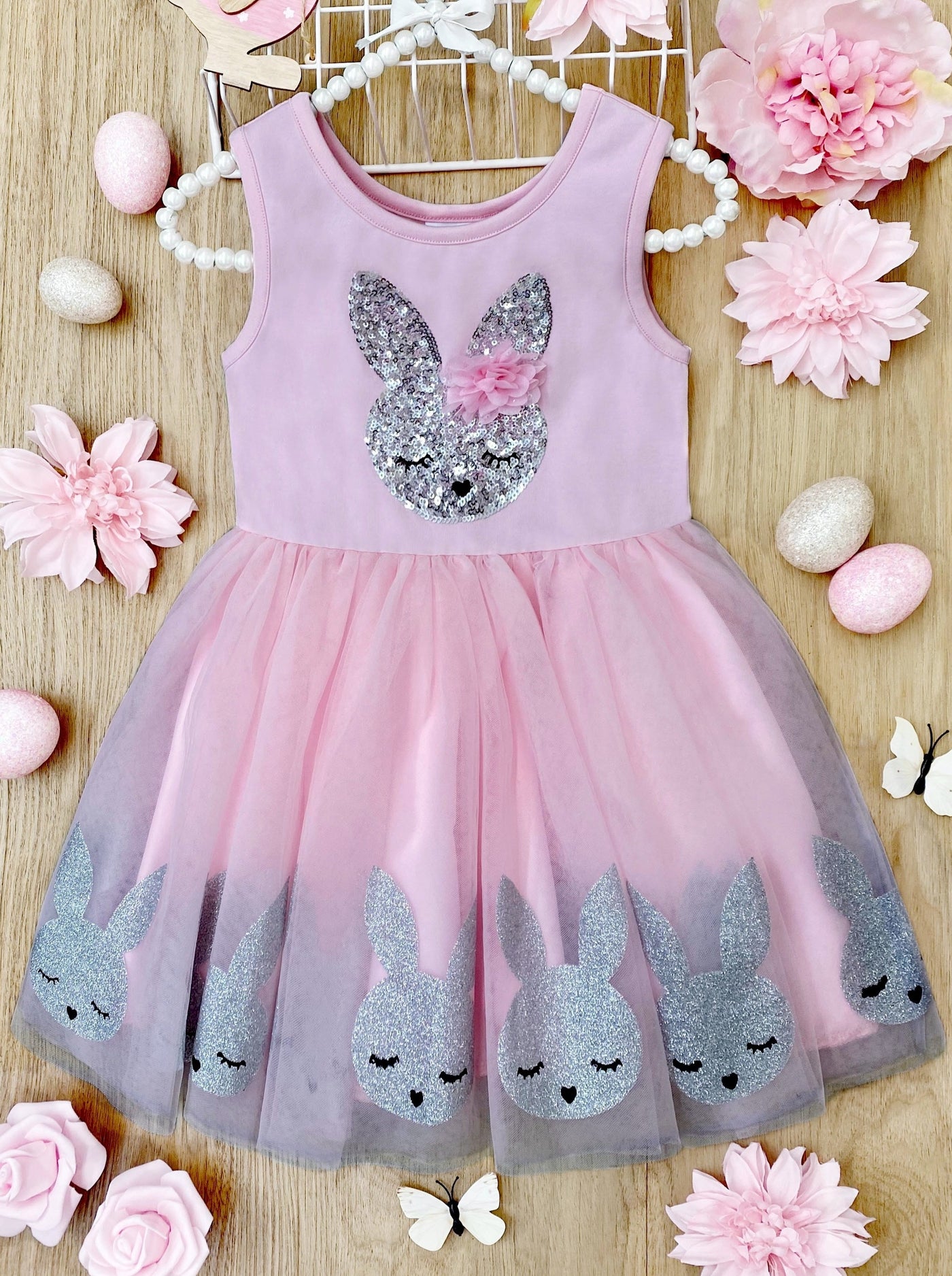 Mia Belle Girls Easter Dresses | Sequin Bunny Pink Tutu Dress