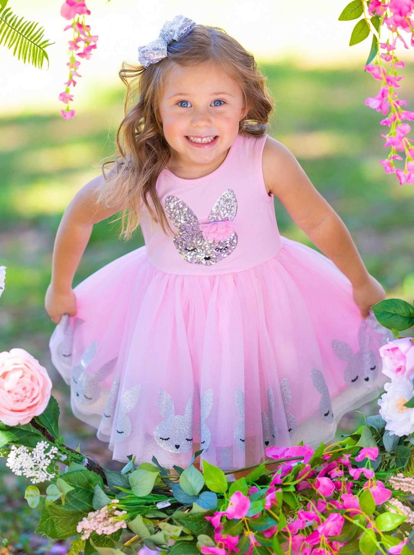 Little Girls Easter Dresses | Sequin Sparkle Bunny Tank Tutu Dress