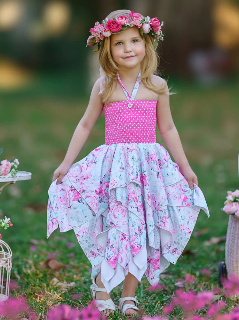 Lovely Spring Days Smocked Handkerchief Dress - Mia Belle Girls