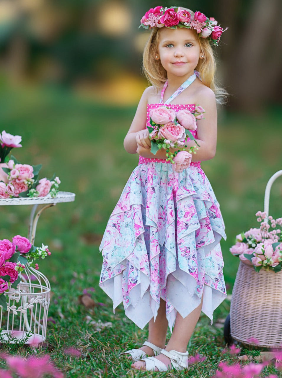 Lovely Spring Days Smocked Handkerchief Dress - Mia Belle Girls