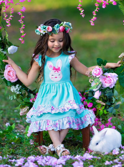 Funny Bunny Flutter Sleeve Layered Ruffle Dress - Mia Belle Girls