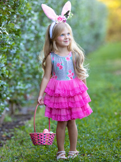 Sweet Little Roses Lace Tiered Ruffle Dress