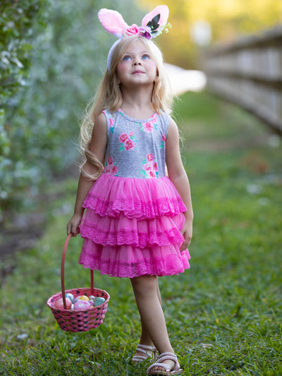 Sweet Little Roses Lace Tiered Ruffle Dress