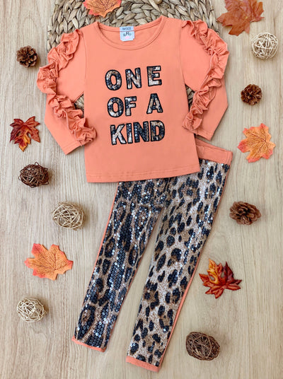 Cute Outfits For Girls | Ruffle Trim Pullover & Sequin Legging Set