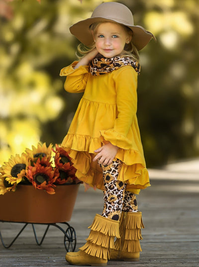 Girls Everyday Fall | Sunflower Legging Scarf Set - Mia Belle Girls
