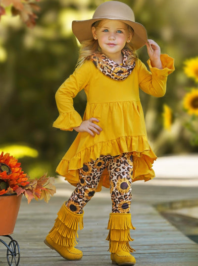 Girls Everyday Fall | Sunflower Legging Scarf Set - Mia Belle Girls