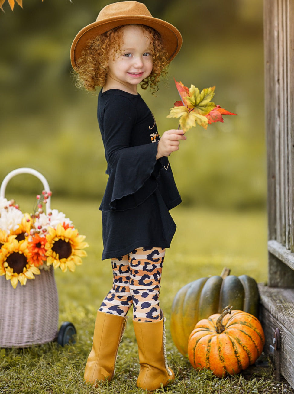 Little Girls Fall Outfits | Leopard Print Legging Set | Girls Boutique