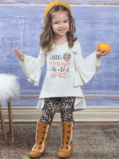 Mia Belle Girls Pumpkin Spice Tunic & Leopard Legging Set