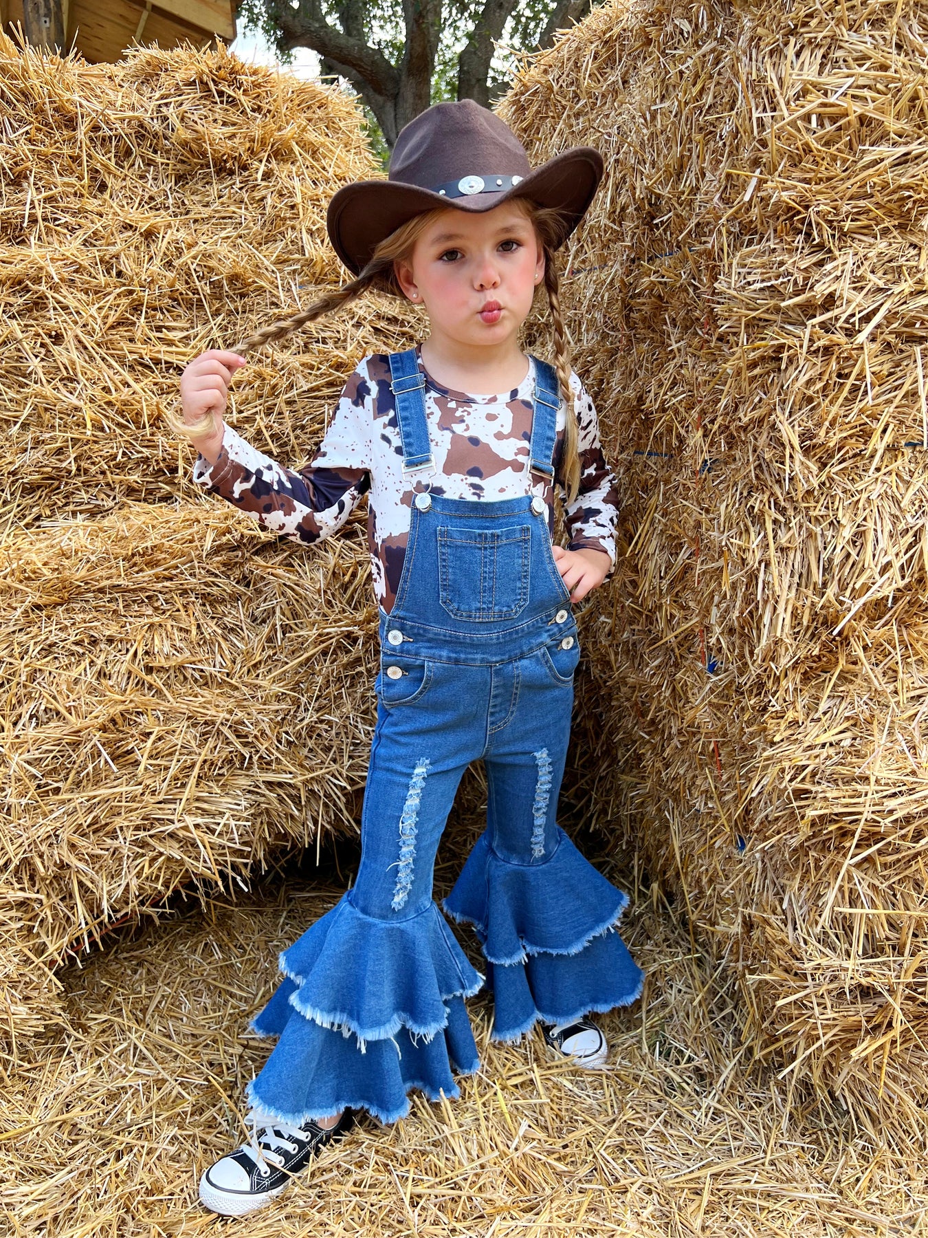 Little Girls Fall Outfits | Flared Denim Overall Set | Girls Boutique ...