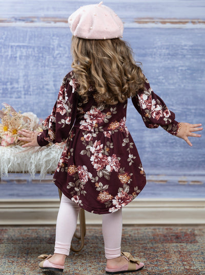 Toddler Fall Outfits | Little Girls Floral Hi-Lo Tunic & Legging Set