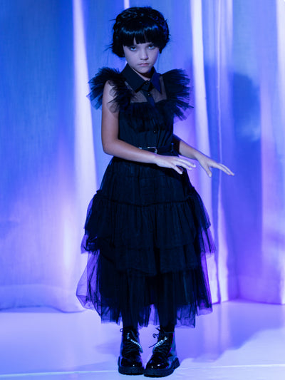 Girls Halloween Costumes | Prom Dance Wednesday Black Tulle Dress