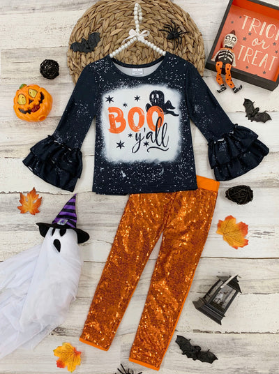 Girls Halloween Apparel | Toddlers Boo Y'all Top & Sequin Pants Set 