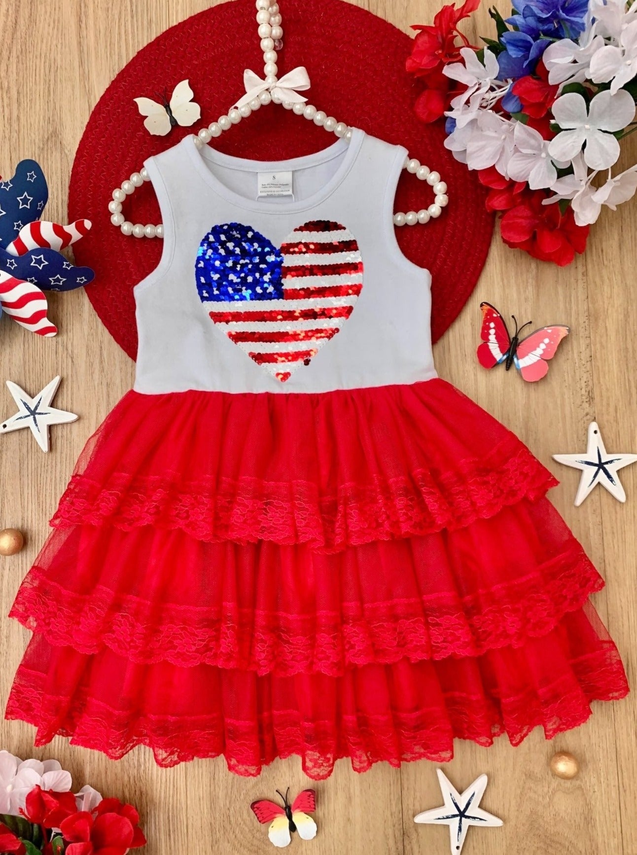 I Heart U.S.A. Lace Tiered Tutu Dress - Mia Belle Girls