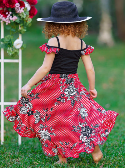 Toddler Spring Dresses | Girls Polka Dot Floral Smocked Wrap Dress 