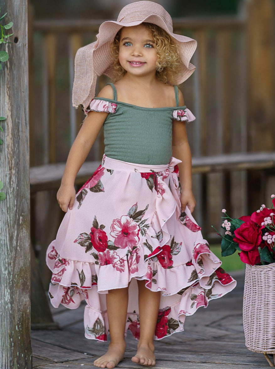 Toddler Spring Dresses | Little Girls Floral Smocked Wrap Dress 