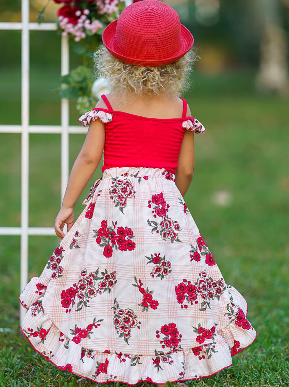 Toddler Spring Dresses | Little Girls Plaid Floral Smocked Wrap Dress 