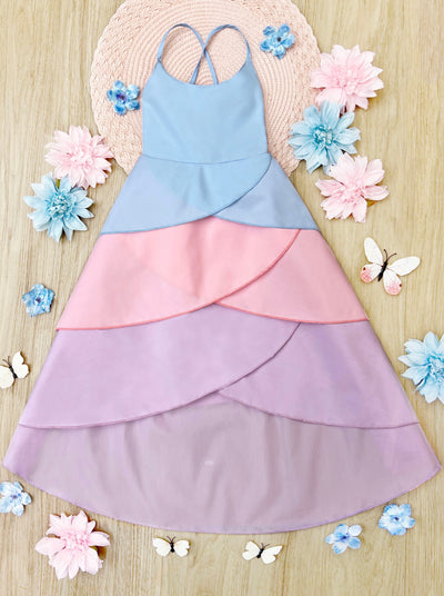 Toddler Spring Outfits | Girls Sleeveless Cotton Candy Tiered Dress