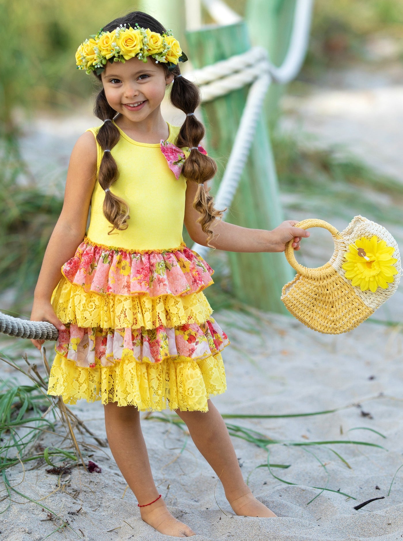 Toddler Spring Dresses | Girls Floral & Lace Tank Tiered Ruffle Dress
