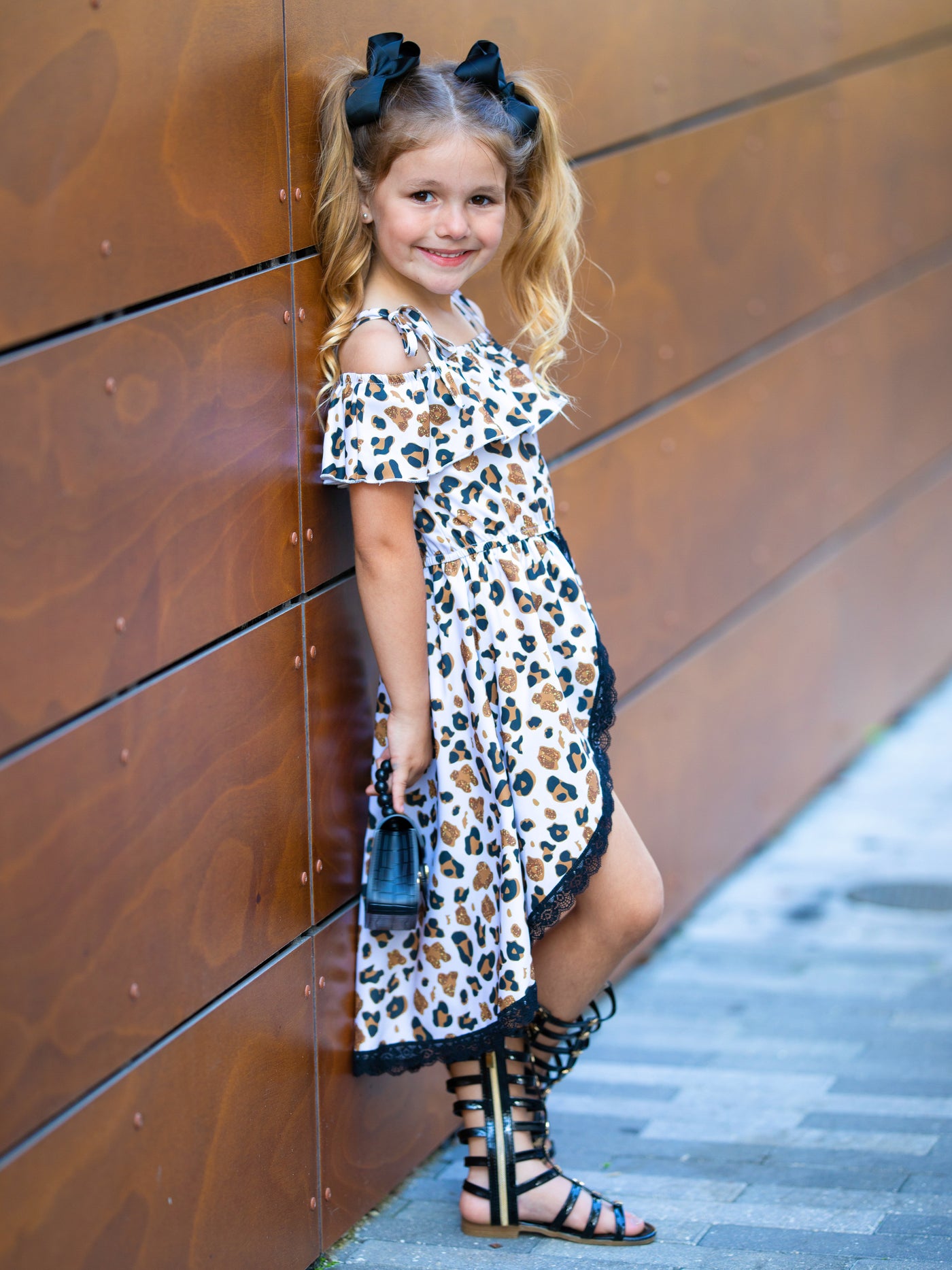 Toddler Spring Outfits | Girls Leopard Print Hi-Lo Skirted Romper