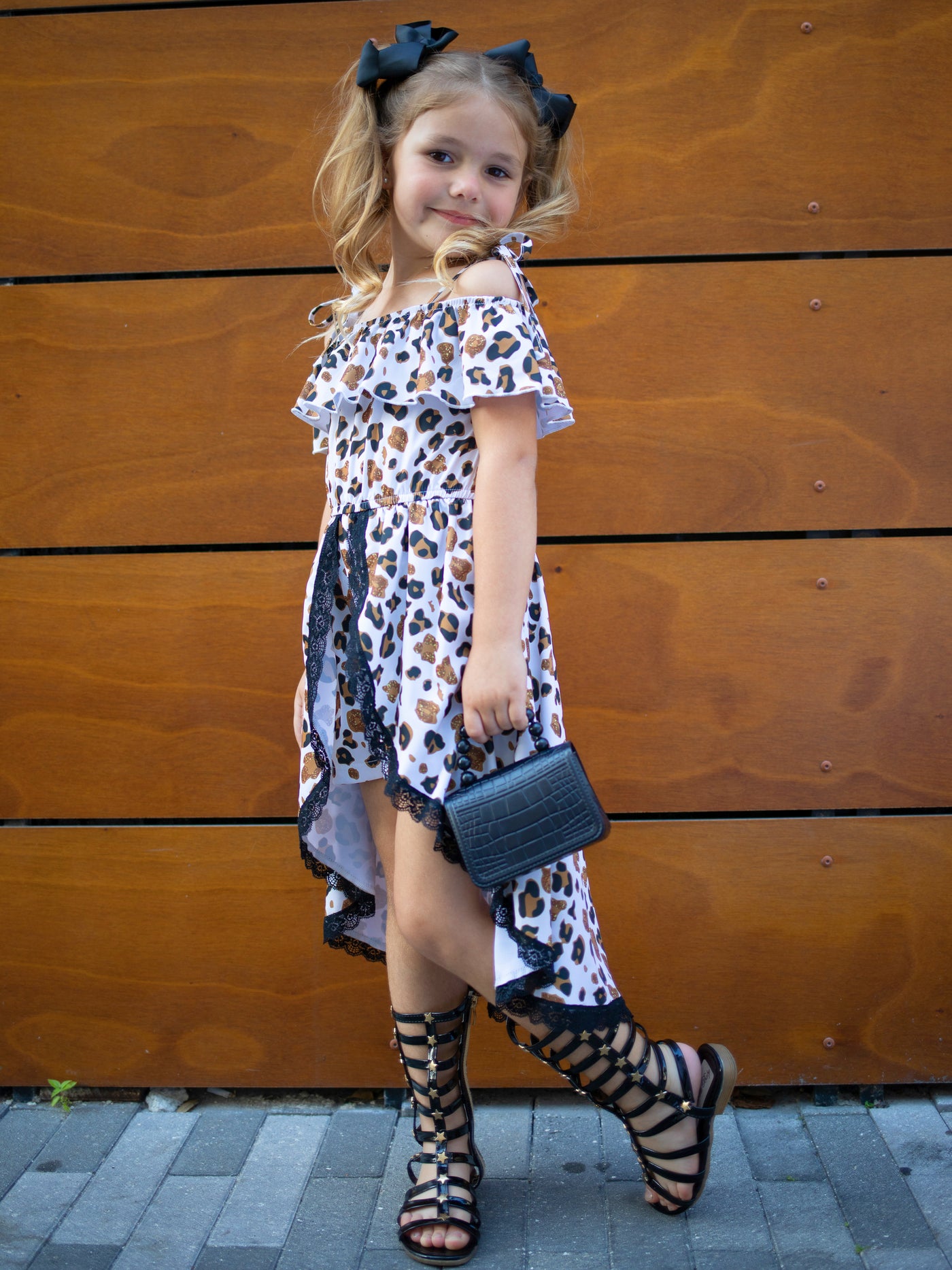 Toddler Spring Outfits | Girls Leopard Print Hi-Lo Skirted Romper