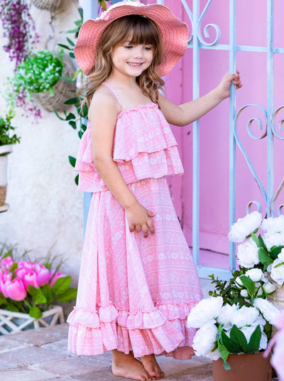 Cute Toddler Outfit | Girls Double Ruffle Cami Top & Maxi Skirt Set