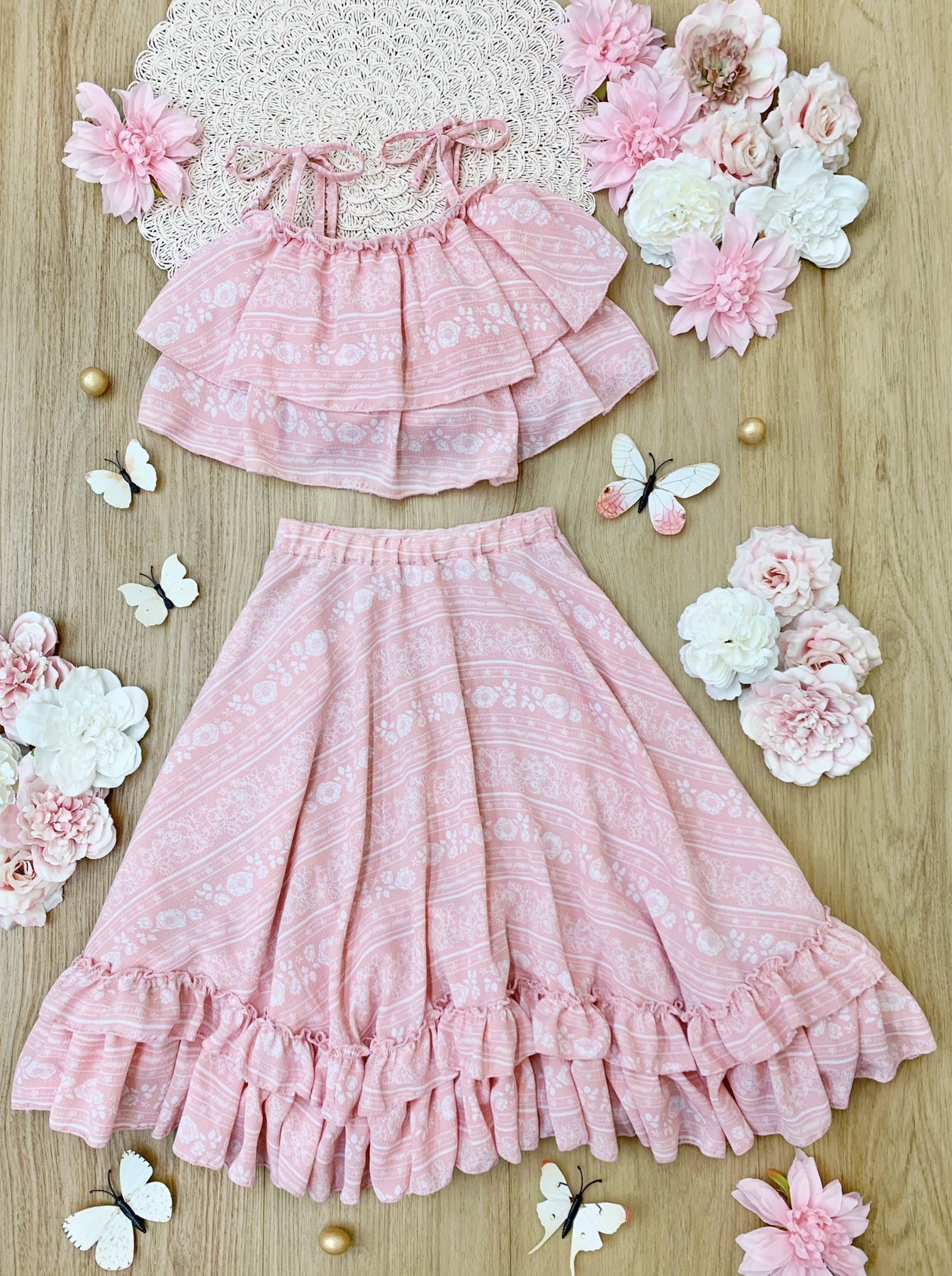 Cute Toddler Outfit | Girls Double Ruffle Cami Top & Maxi Skirt Set ...