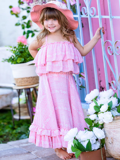 Cute Toddler Outfit | Girls Double Ruffle Cami Top & Maxi Skirt Set
