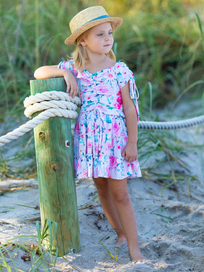 Toddler Spring Outfits | Girls Cap Sleeve Floral Top & Skirt Set 