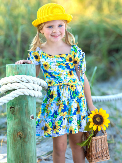 Mia Belle Girls Sunflower Top & Skirt Set | Resort Wear