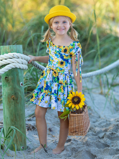Mia Belle Girls Sunflower Top & Skirt Set | Resort Wear
