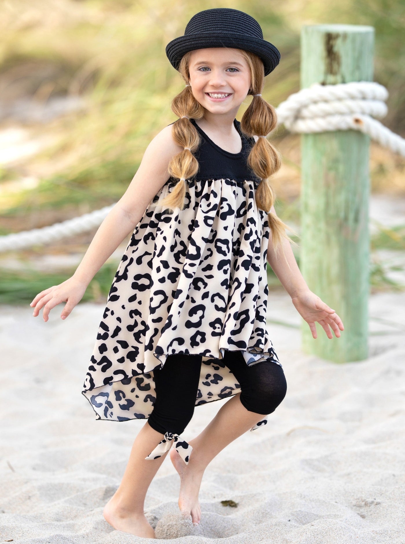 Toddler Spring Outfits | Tank Leopard Print Hi-Lo Tunic & Legging Set