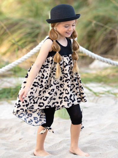 Toddler Spring Outfits | Tank Leopard Print Hi-Lo Tunic & Legging Set