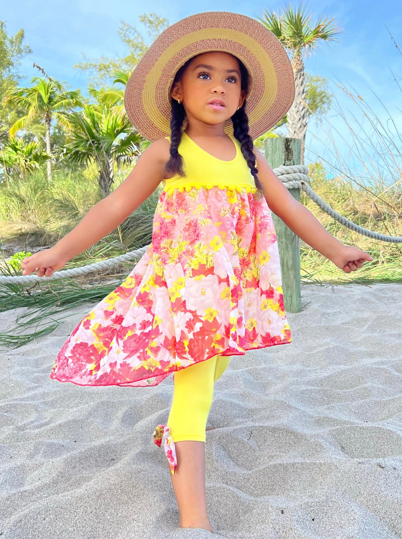 Toddler Spring Outfits | Girls Tank Floral Hi-Lo Tunic & Legging Set