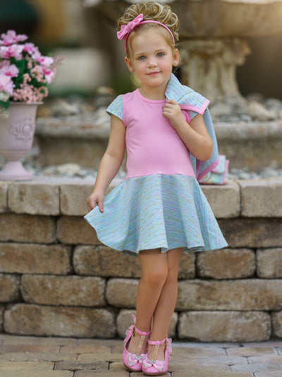 Mia Belle Girls Tweed Waist Dress & Blazer Set | Easter Sets