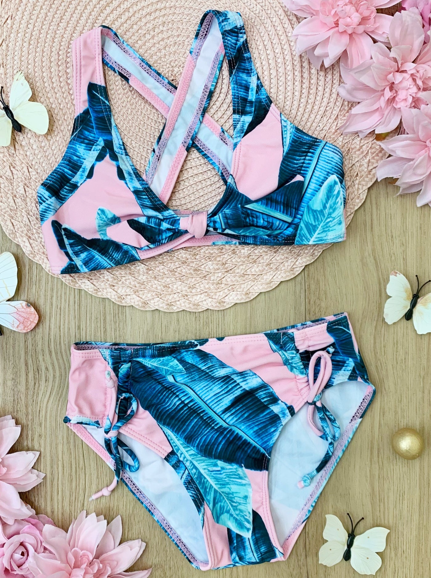 Mia Belle Girls Tropical Two Piece Swimsuit | Resort Wear