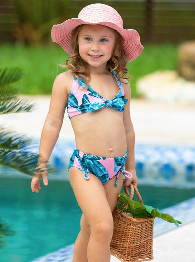 Kids Cute Swimsuits | Little Girls Tropical Print Two Piece Swimsuit
