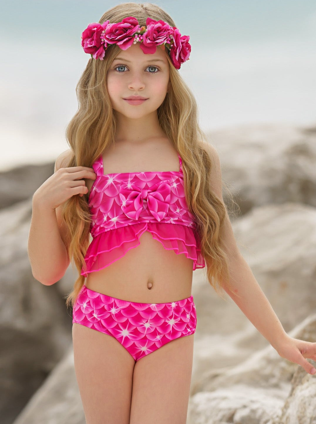 Toddlers Mermaid Swimsuits | Mermaid Three Piece Monofin Swimsuit Set
