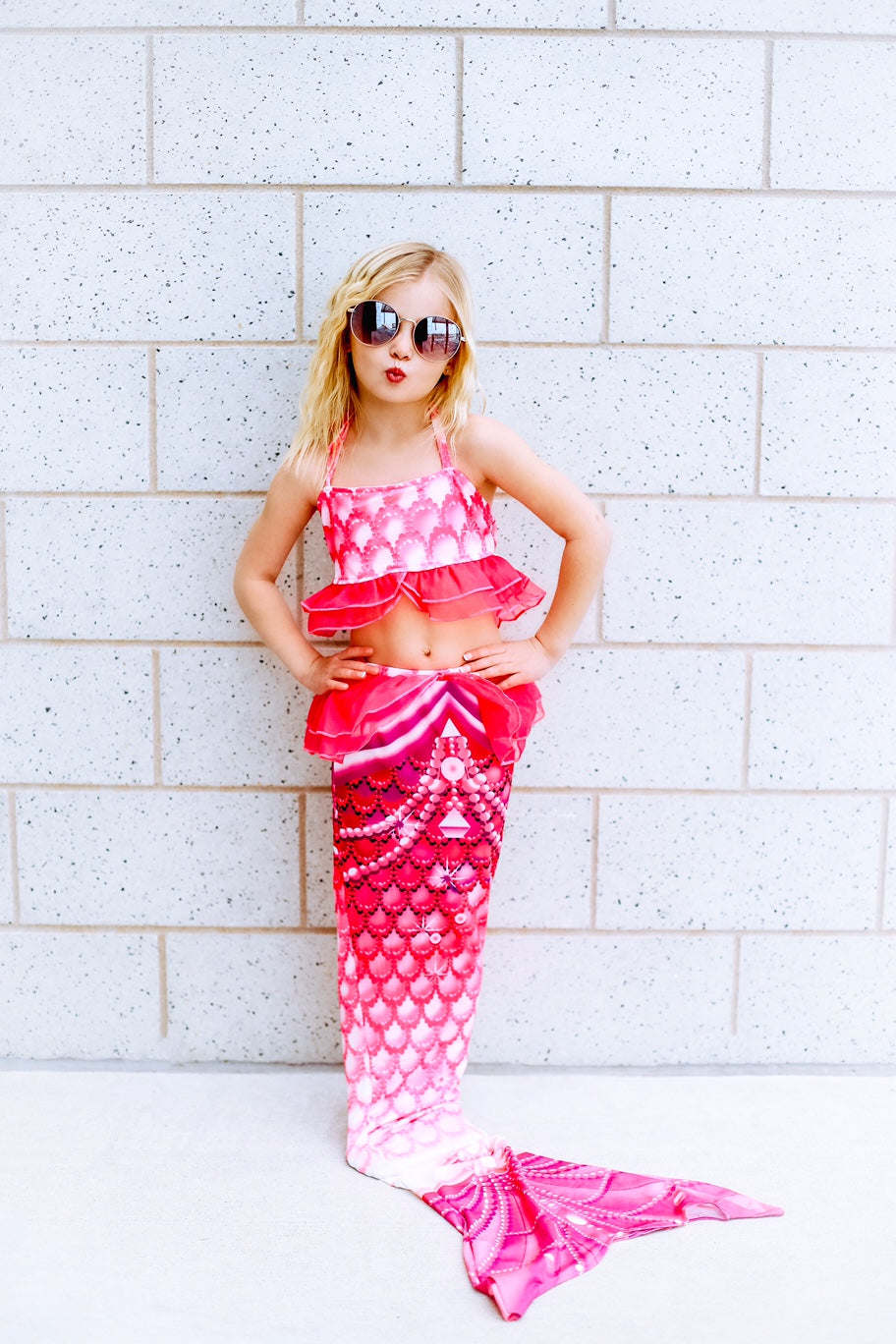 Kids Mermaid Swimsuit | Little Girls Three Piece Mermaid Tail Set 