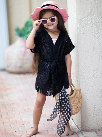 Kids Resort Swimwear | Toddler Girls Lace Swim Cover-Up Kimono