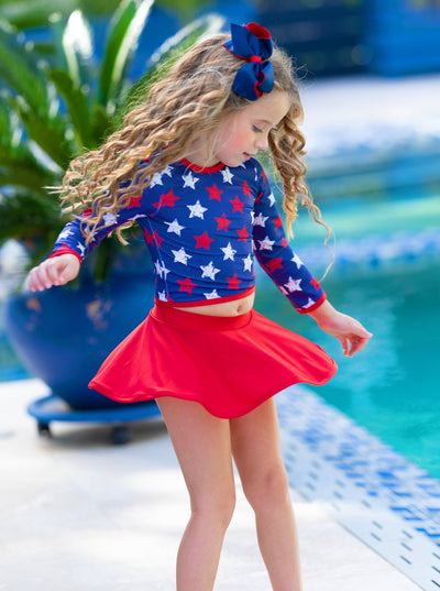 Toddler Swimwear | Star Print Rash Guard Skirted Two Piece Swimsuit