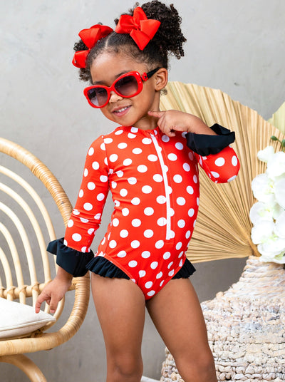 Lil' Miss Red Polka Dot One Piece Swimsuit