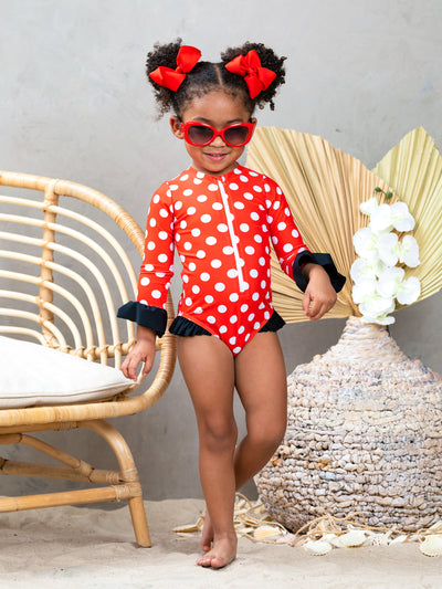 Lil' Miss Red Polka Dot One Piece Swimsuit