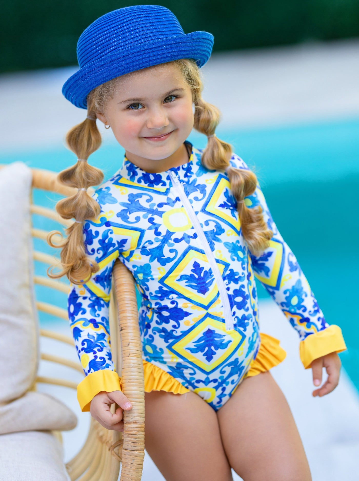 Cute Toddler Swimwear | Mediterranean Tile Print One Piece Swimsuit ...