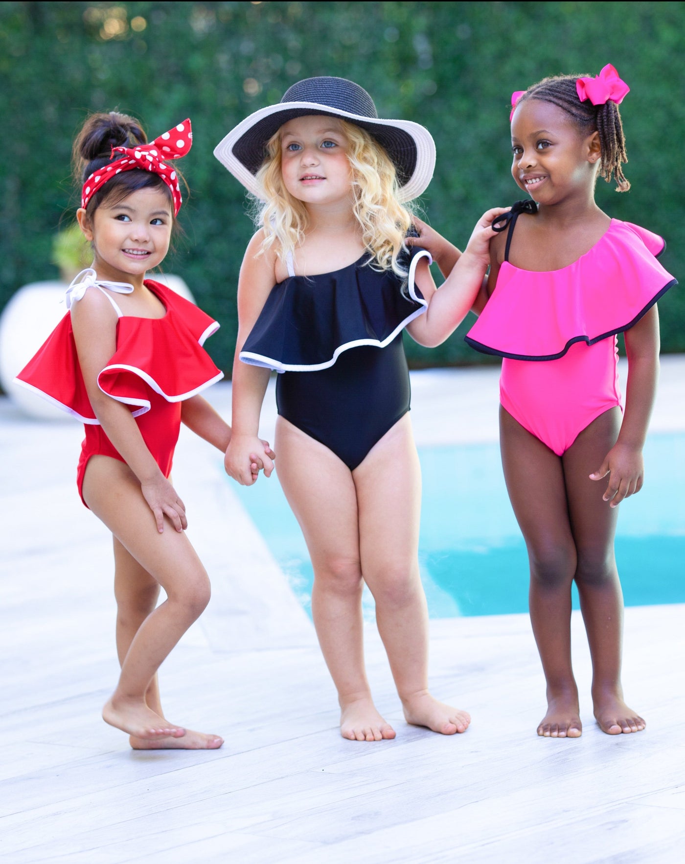 Toddler Swimwear | Girls Ruffle Bib One Shoulder One Piece Swimsuit
