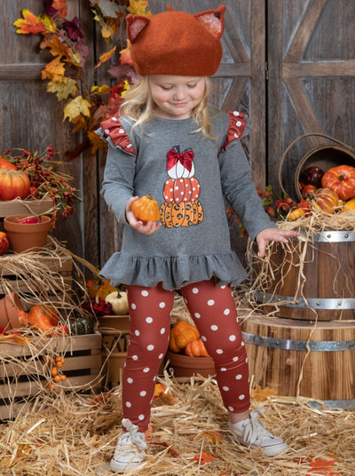 Mommy's Little Pumpkin Tunic & Polka Dot Legging Set - Mia Belle Girls