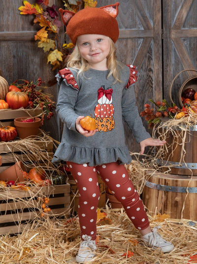 Mommy's Little Pumpkin Tunic & Polka Dot Legging Set - Mia Belle Girls